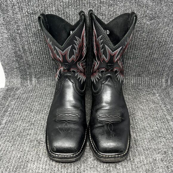 Ariat Sierra Square Steel Toe Western Boots Black Leather Cowboy Mens 8.5 D - Picture 2 of 9